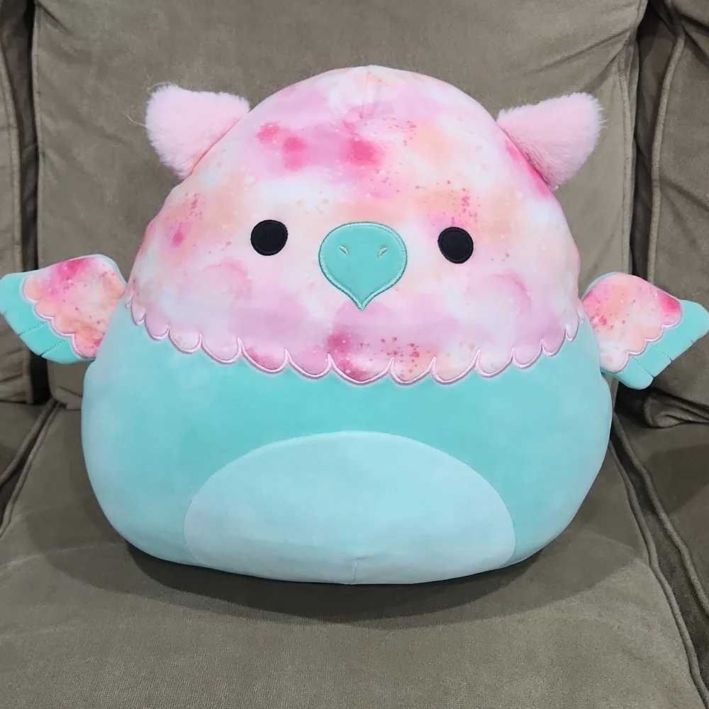 Kelly Toys Gala the Griffin Squishmallows- 15”. Teal, Pink and Orange